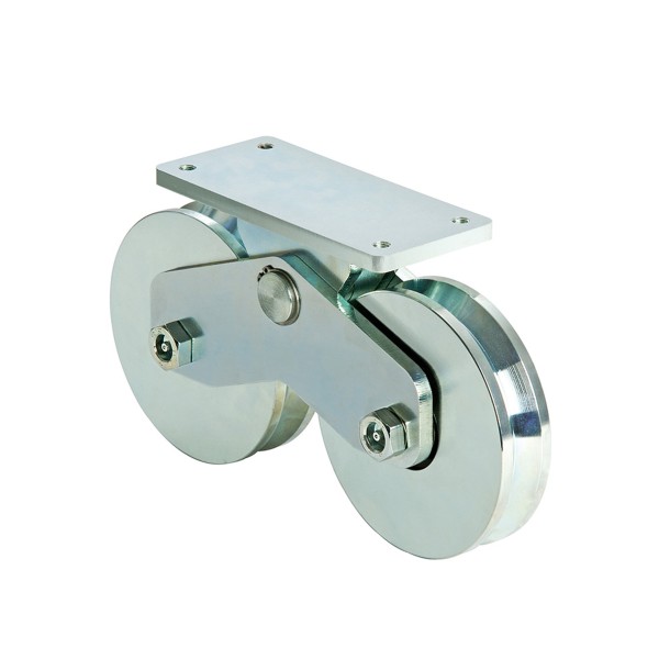 DuraGates Galvanized 4 3/4" Twin Wheel V-Groove Surface Mount With Grease Zerk