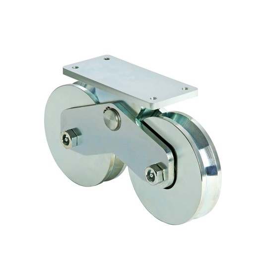 DuraGates Galvanized 4 3/4" Twin Wheel V-Groove Surface Mount With Grease Zerk
