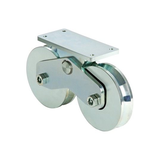 DuraGates Galvanized 6" Twin Wheel V-Groove Surface Mount - 2 Bearings With Grease Zerk
