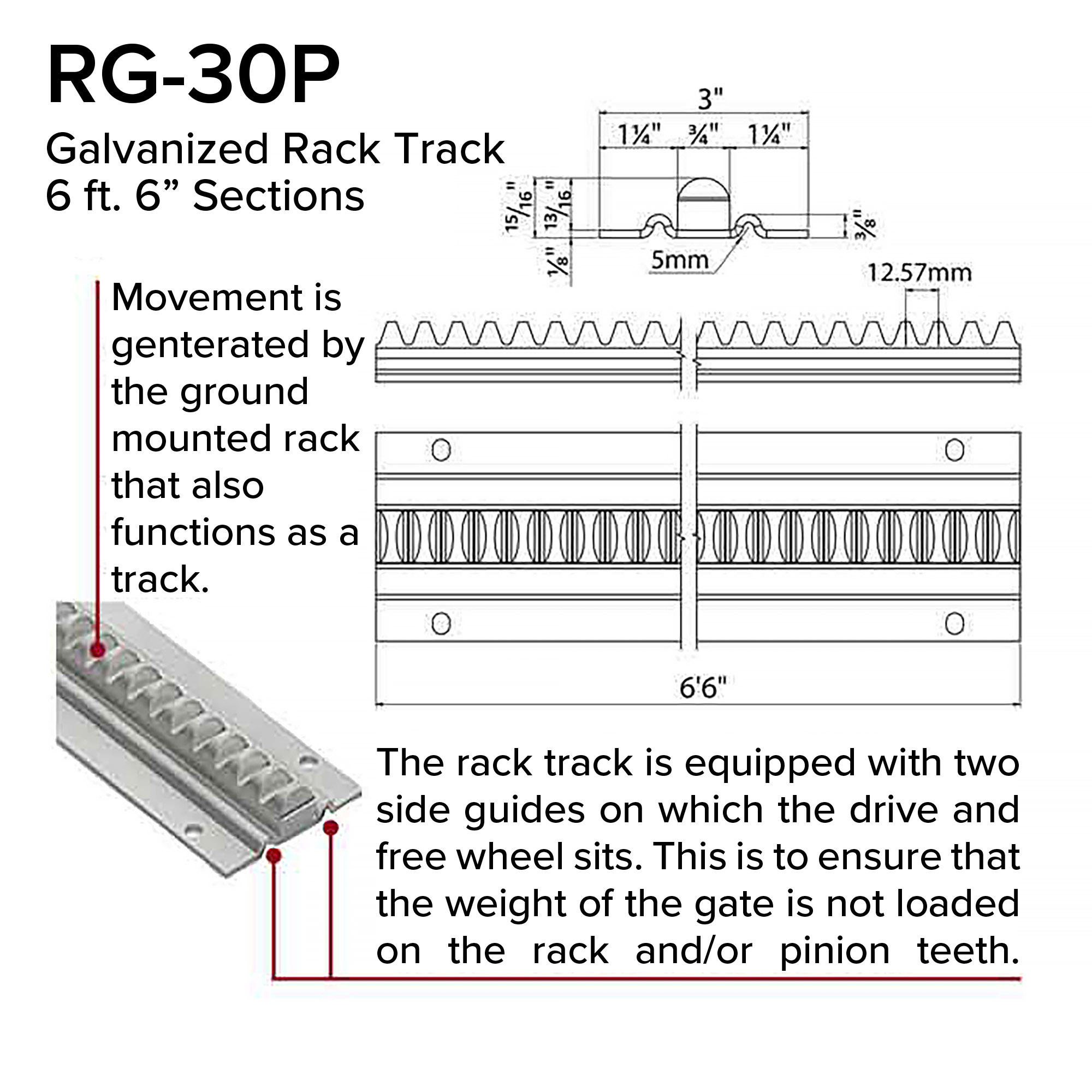 RG-30P Geared Track For Ranger Telescoping Gate Systems - Diagram